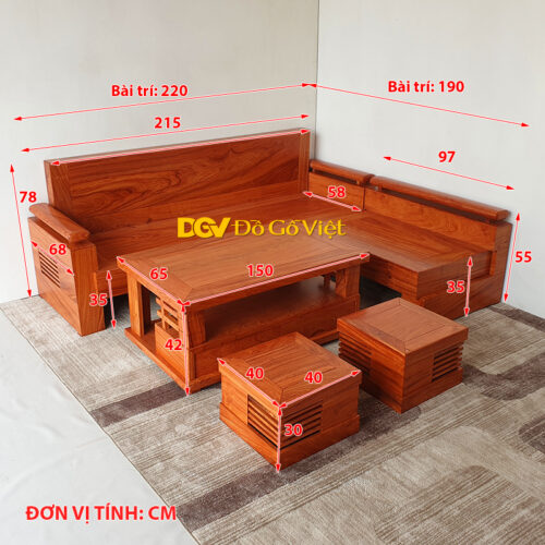 sofa phong khach nho 5mon go huong da